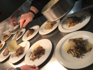 Food being prepared for serving